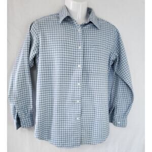 Eddie Bauer Two Tone Blue  Long Sleeve Plaid 100 % Cotton Flannel Shirt W Med